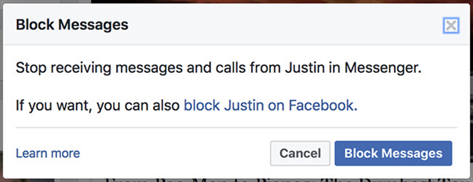 Xác nhận việc chặn tin nhắn từ người dùng cụ thể