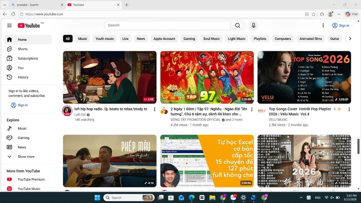 Truy cập YouTube để xem Táo Quân