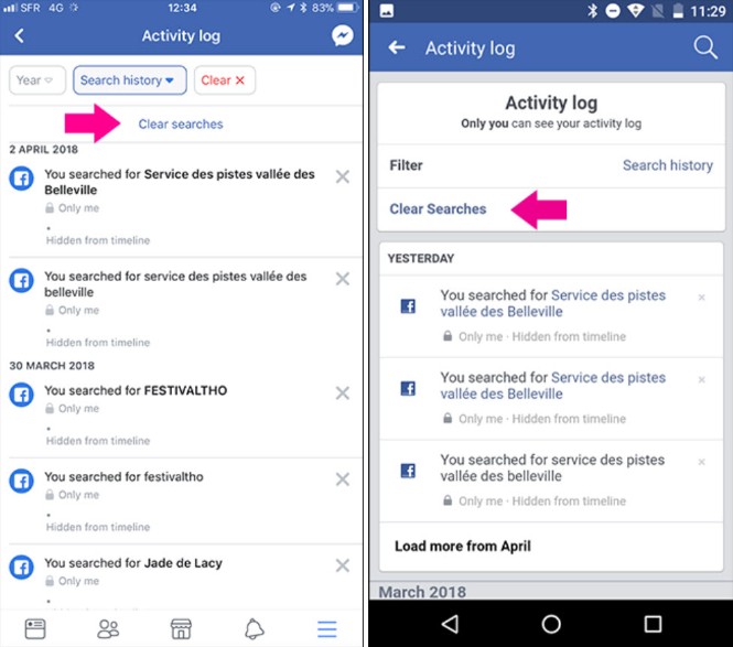 Xóa toàn bộ lịch sử tìm kiếm Facebook