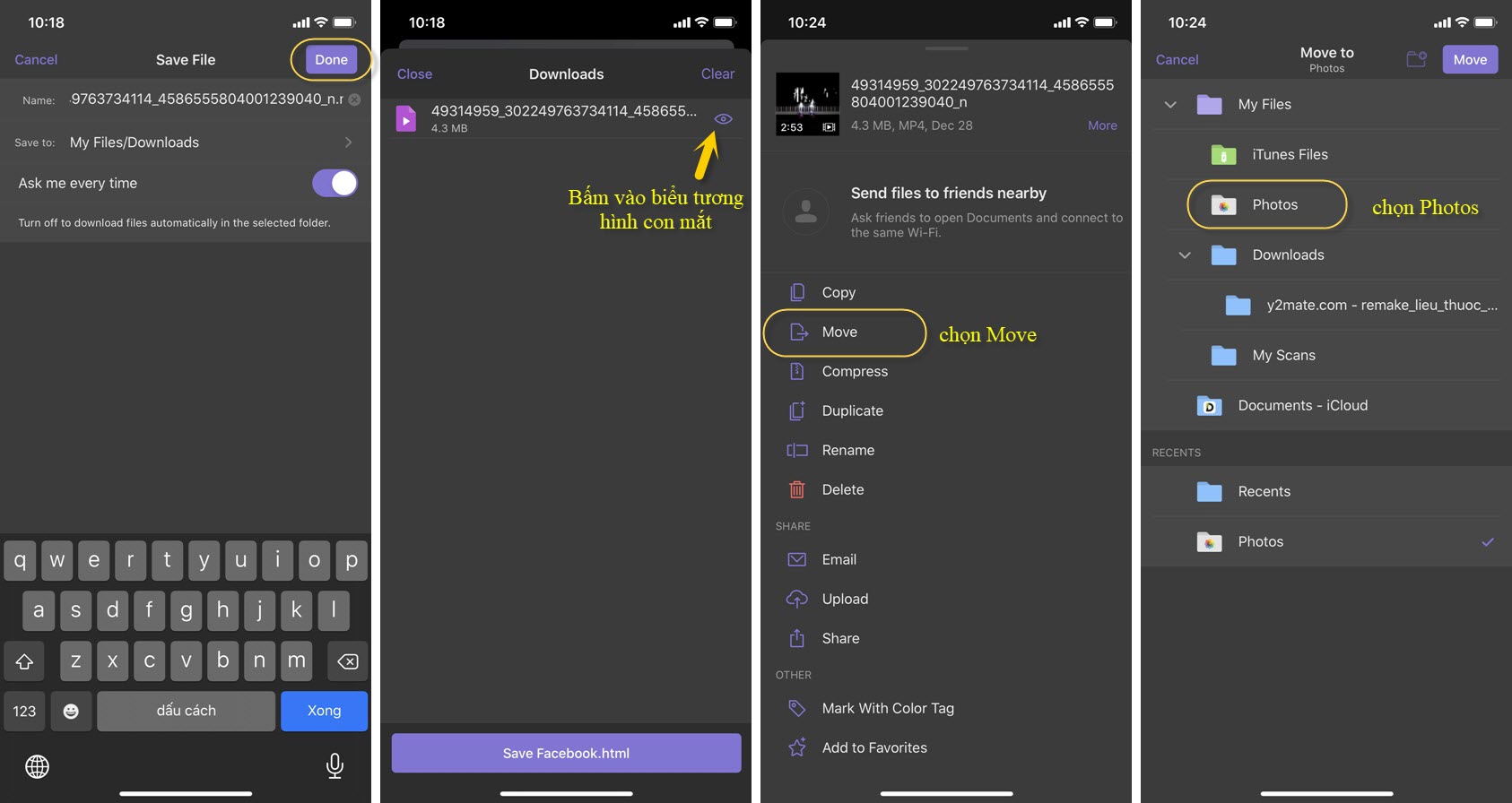 Lưu video từ Documents vào Photos iOS