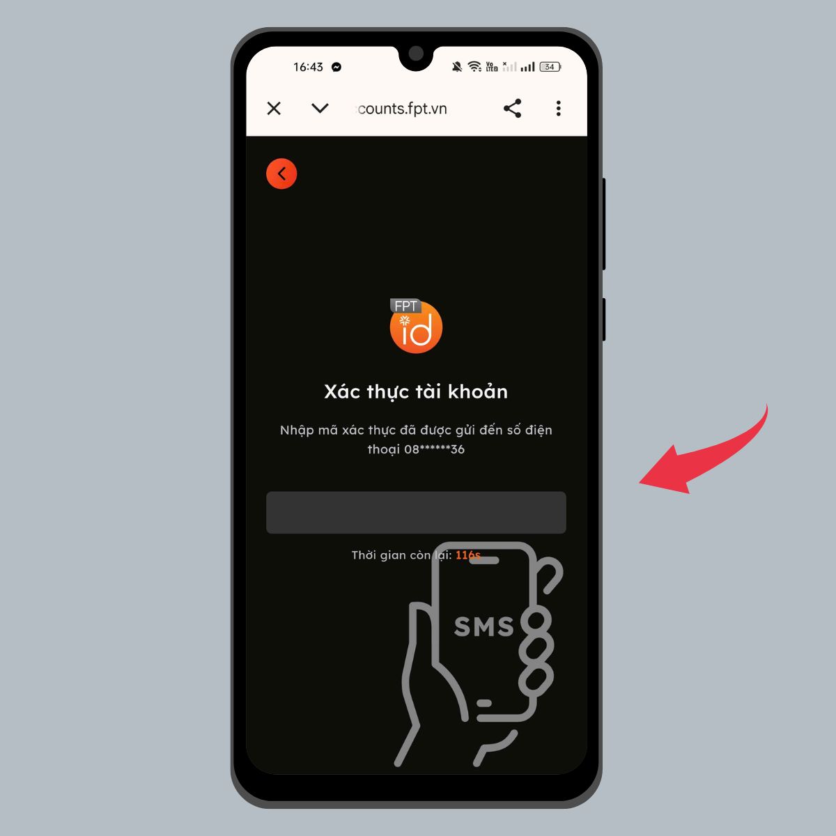 Nhập mã OTP xác thực tài khoản.