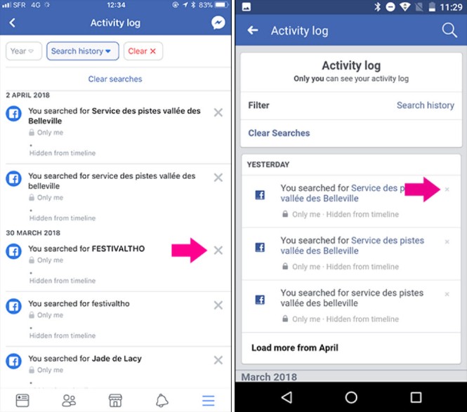 Xóa mục tìm kiếm đơn lẻ trên Facebook