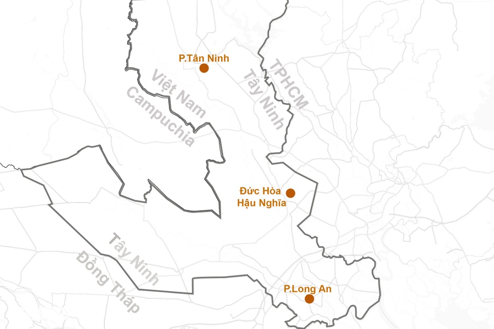 Vị trí khu vực Đức Hòa - Hậu Nghĩa trên bản đồ tỉnh Tây Ninh