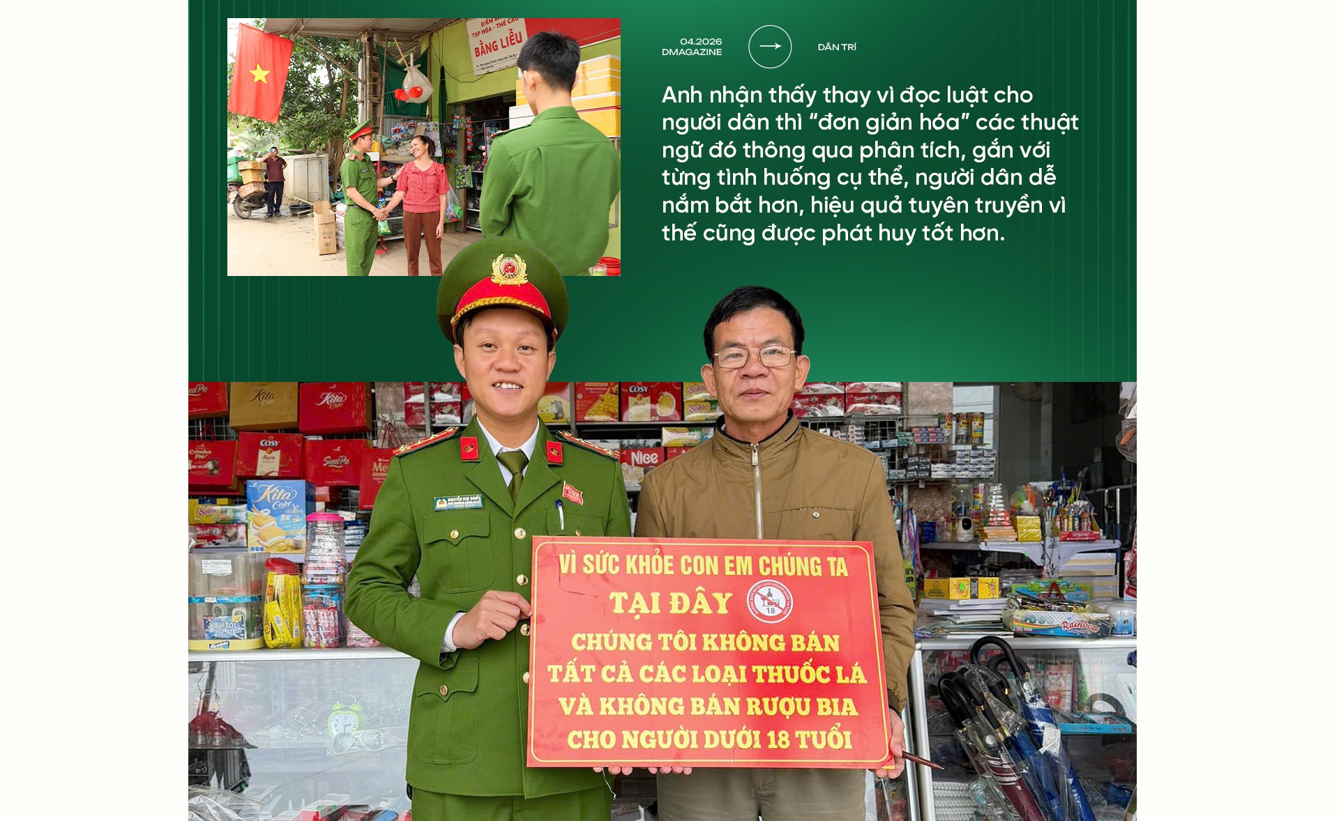 Phó trưởng Công an xã trò chuyện thân mật với người dân địa phương