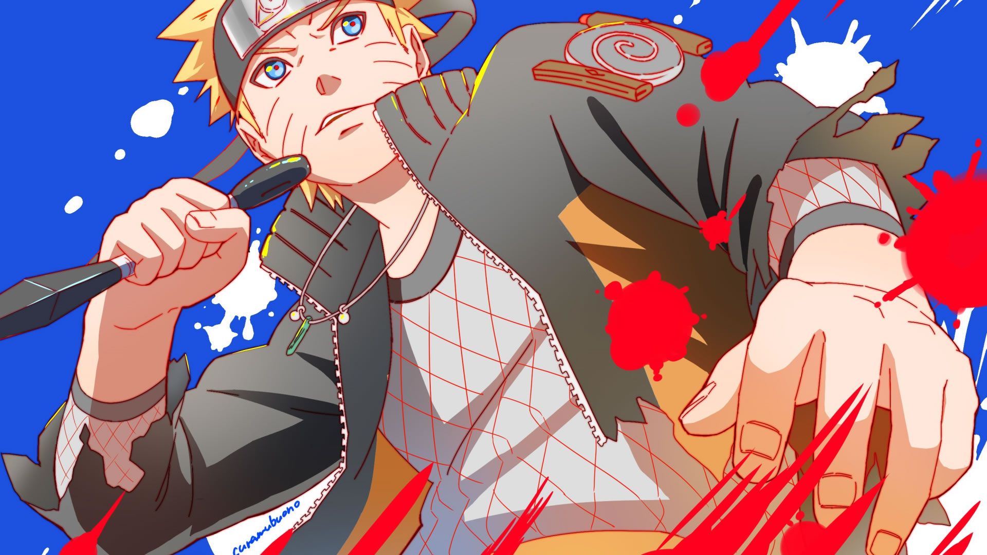 Naruto Uzumaki với bộ đồ cam xanh đặc trưng