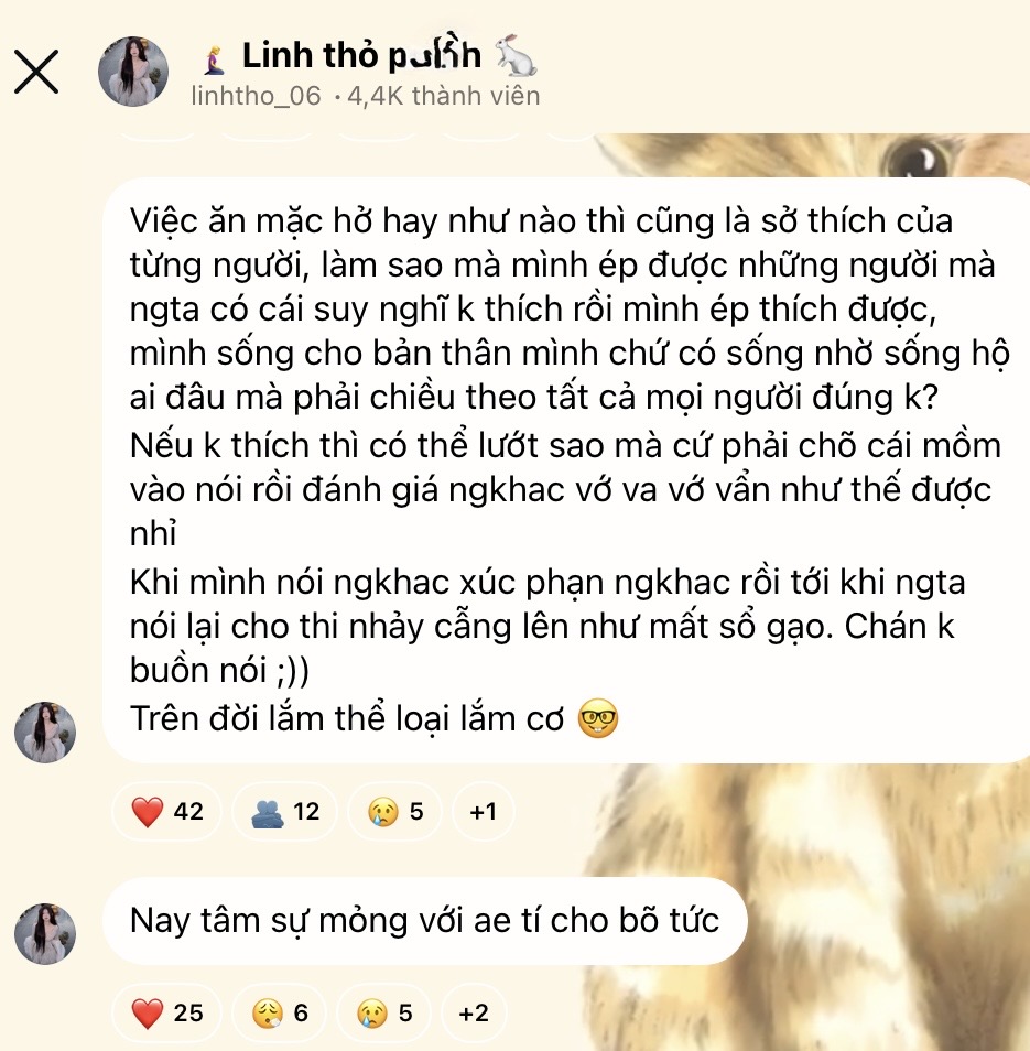 Linh Thỏ chia sẻ áp lực từ dư luận