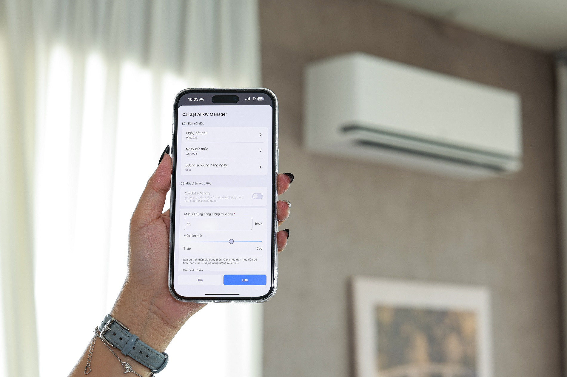 Giao diện ứng dụng kiểm soát điện năng