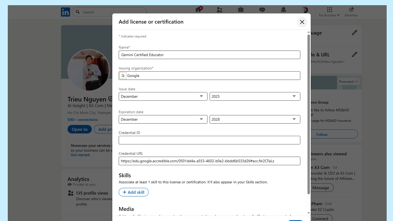 Credential ID và Credential URL của chứng chỉ Google