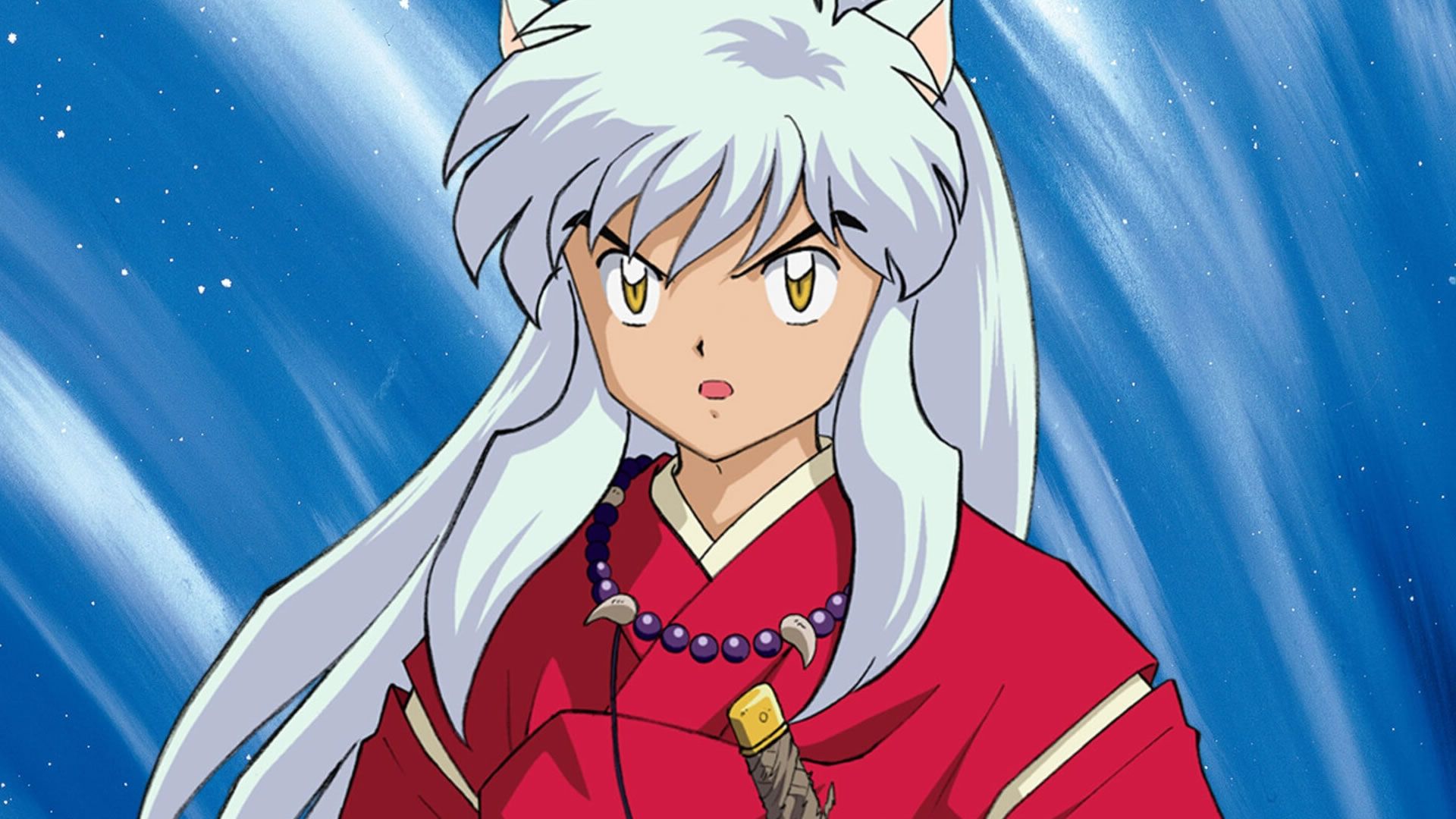 InuYasha với mái tóc bạc và bộ trang phục đỏ
