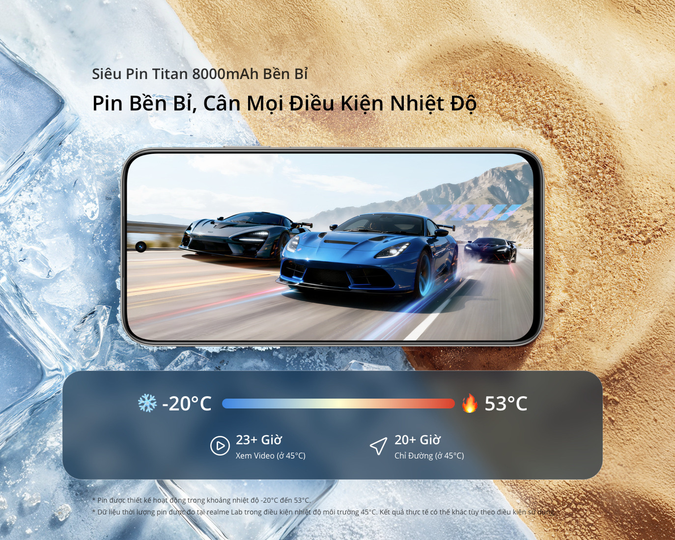Khả năng duy trì hoạt động khi pin xuống thấp của realme C100