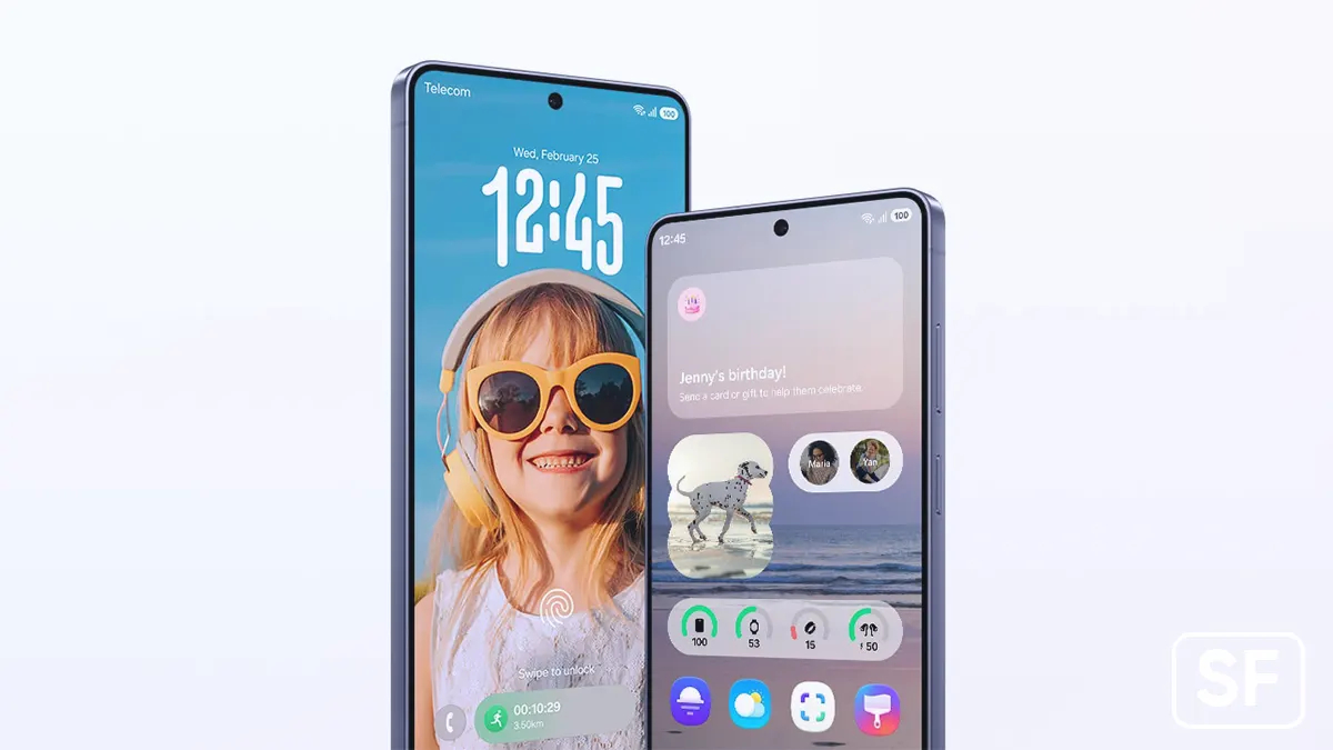 Giao diện One UI 8.5 với hiệu ứng gradient và kính mờ