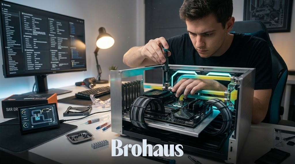 Quá trình lắp ráp PC yêu cầu sự tỉ mỉ và kiên nhẫn Thao tác lắp đặt linh kiện PC trên bàn làm việc