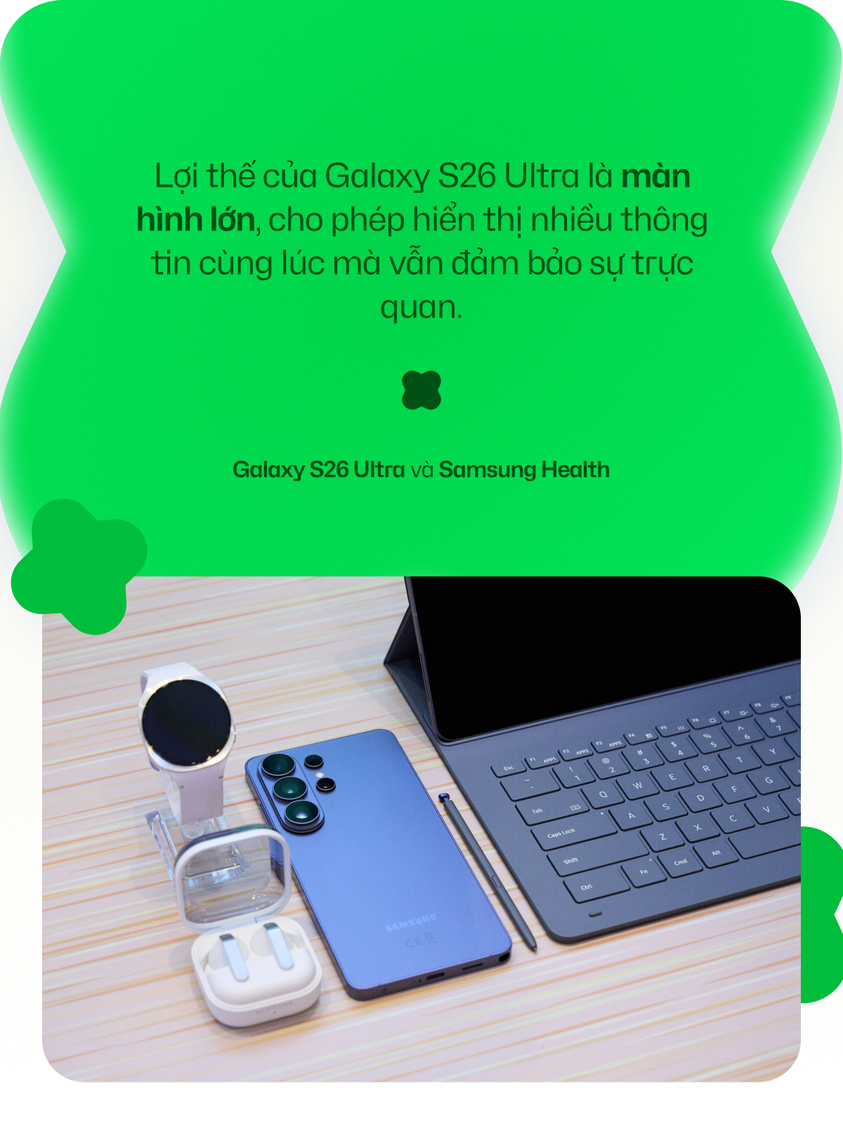 Màn hình hiển thị dashboard Samsung Health trên Galaxy S26 Ultra