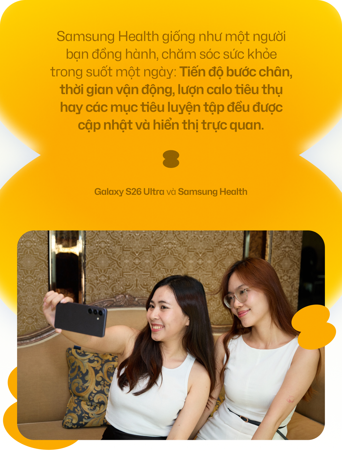 Giao diện ứng dụng Samsung Health cập nhật tiến độ vận động hàng ngày